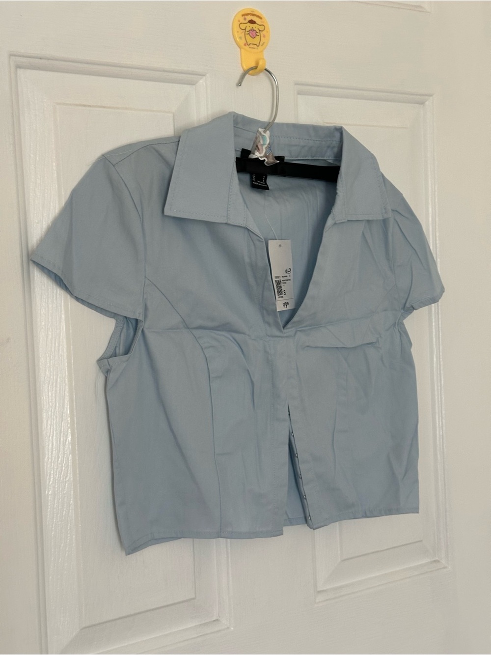NWT Forever 21 Pale Blue Short Sleeve Collared Blouse